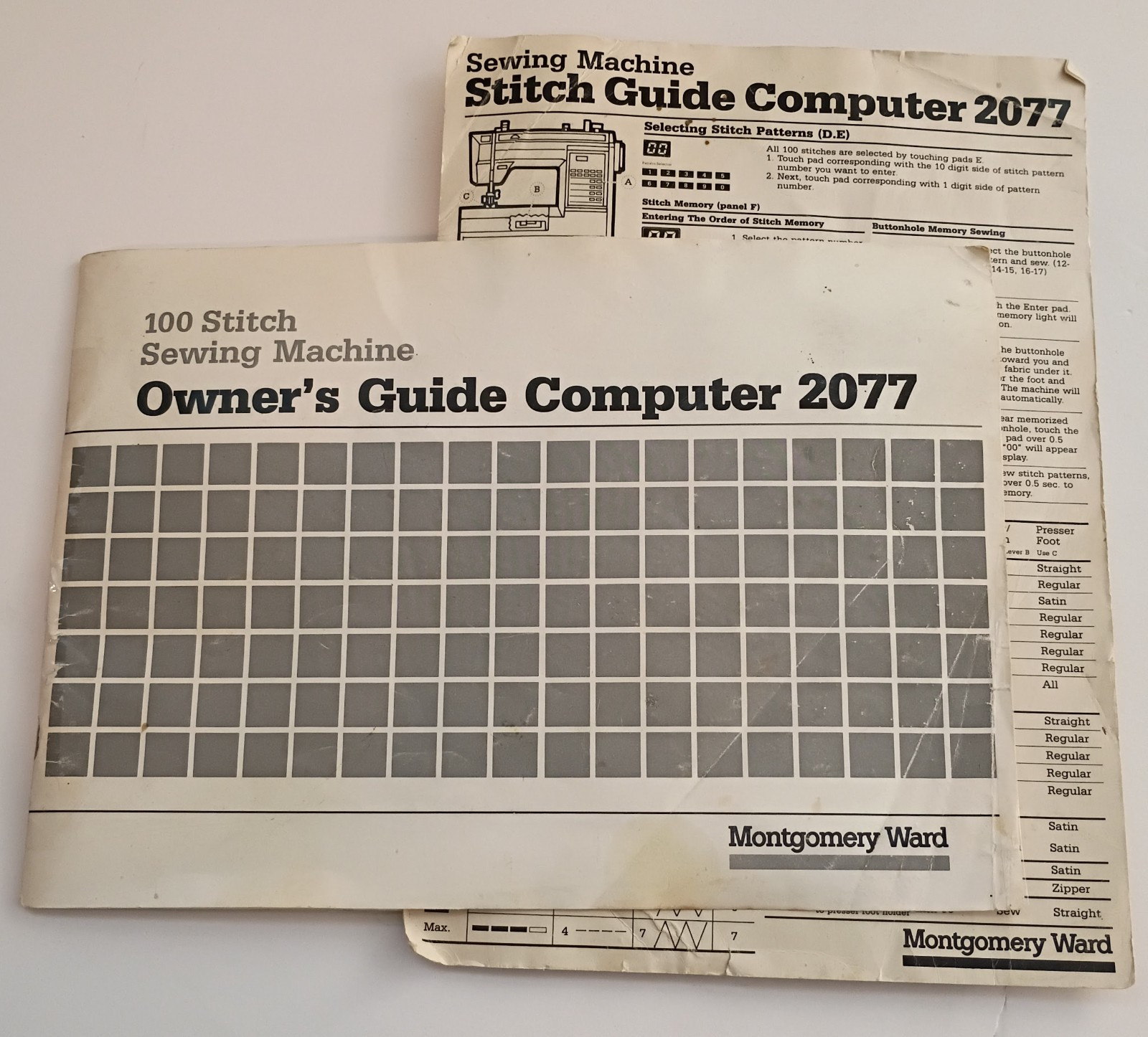 Montgomery Ward Computer 2077 Sewing Machine Owner\'s Guide  Manuel Instructions