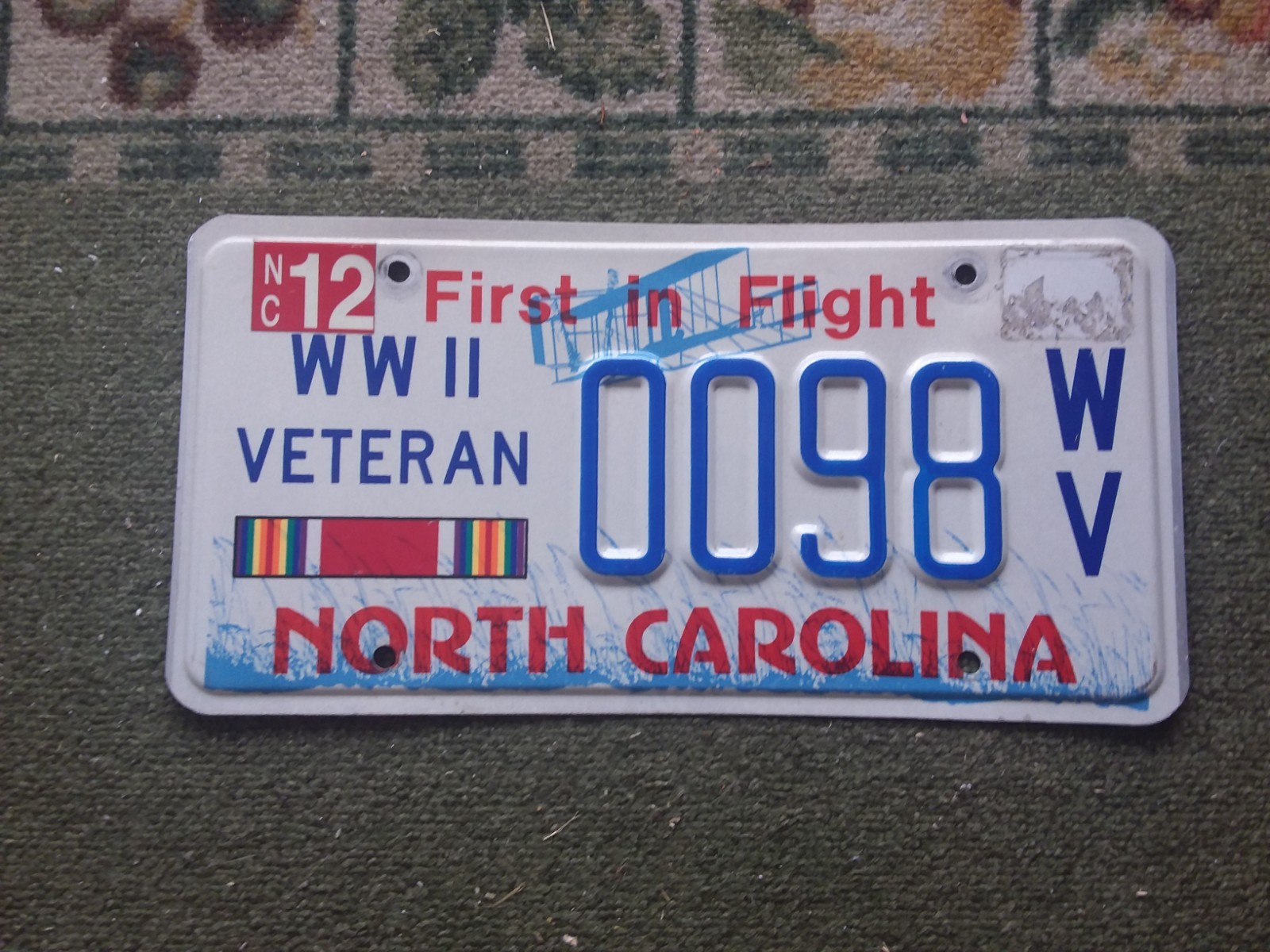 Very Rare North Carolina World War II Veteran License Plate-Only One On Ebay