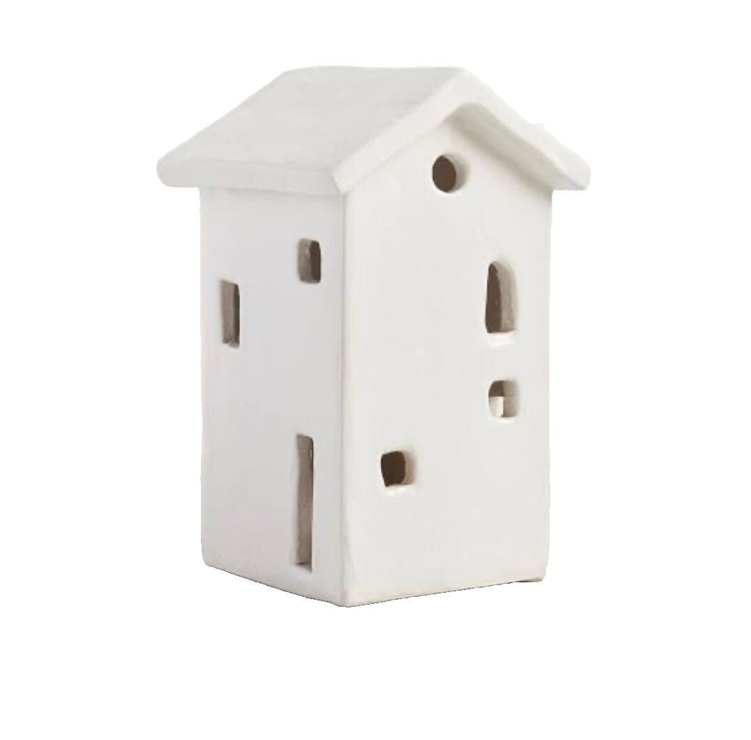 Pottery Barn Ceramic Christmas Handcrafted Village Houses, XL, White 11\