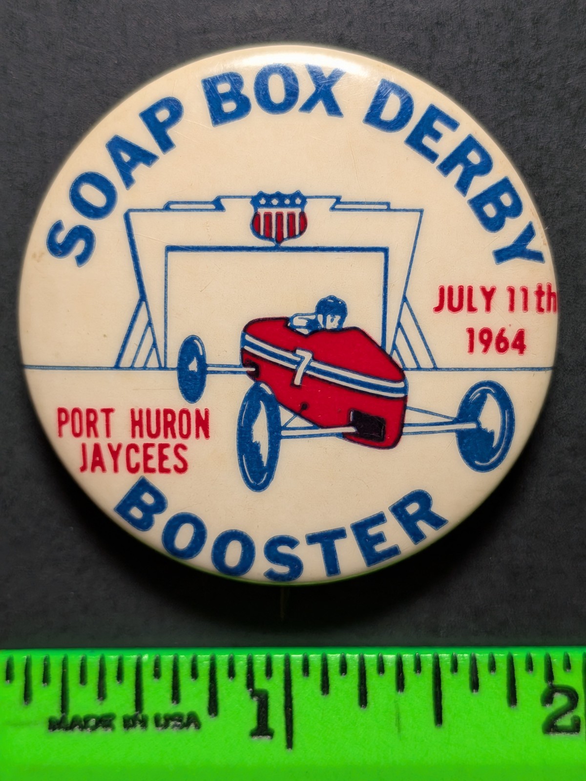 Vintage 1964 Soap Box Derby Port Huron Pinback Pin
