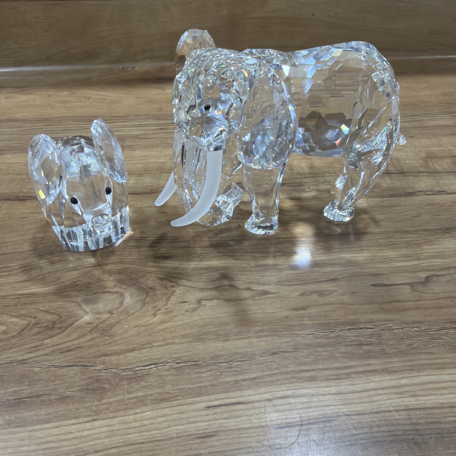 Pair Swarovski Crystal 1993 Inspiration Africa Elephant retired Baby Elephant 