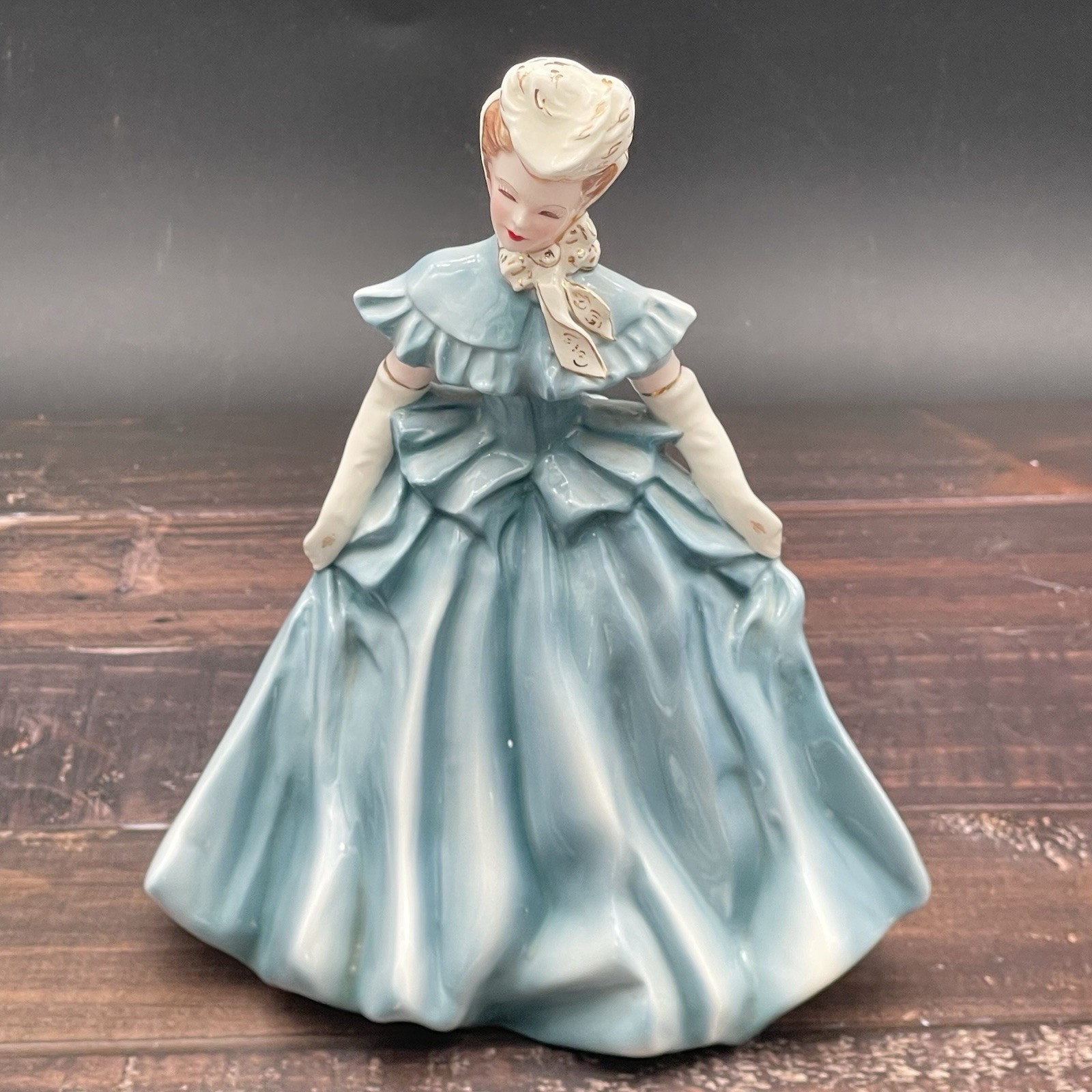 Vintage Florence Ceramics Marsie Blue Dress Semi Porcelain Lady Figurine 8.25