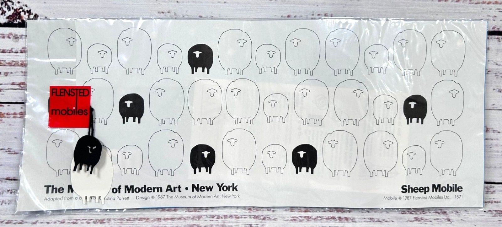 Vintage 80s Flensted Lamb Black Sheep Mobile Museum of Modern Art Danish Nursery