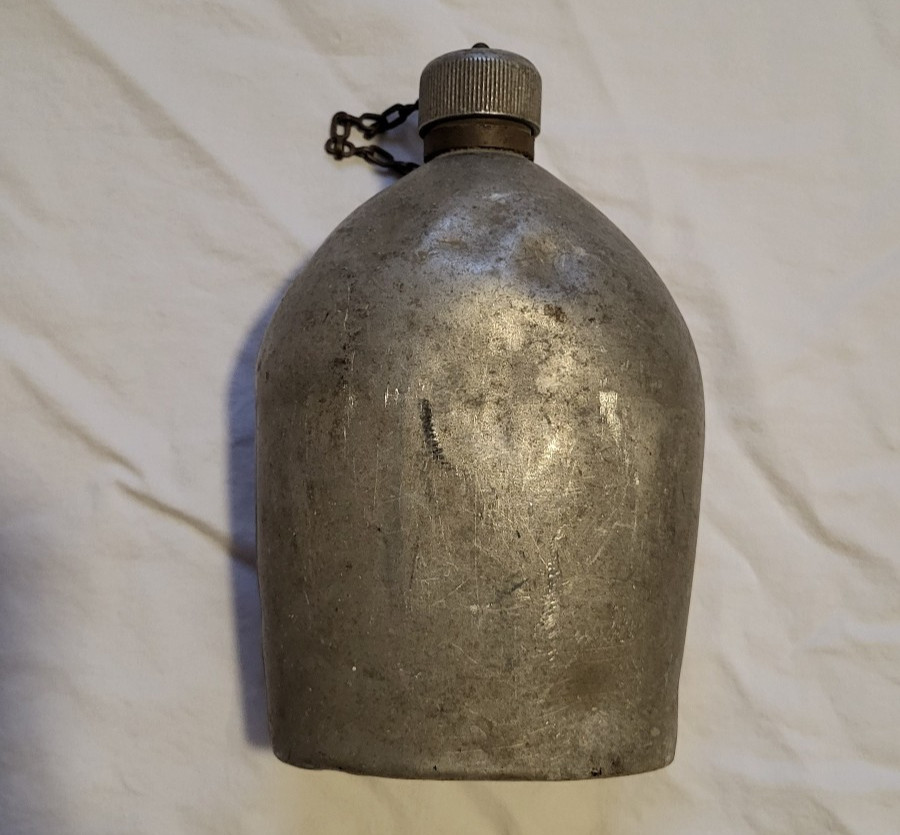 Original WWI 1918 US Army M1910 Aluminum Canteen ACA Alcoa  Cap, Chain, &  Cork