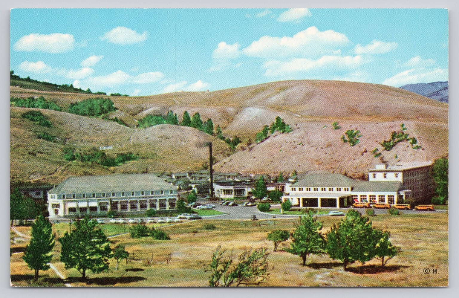 Mammoth Hot Springs Hotel Yellowstone Park Montana Curteich Chrome Postcard