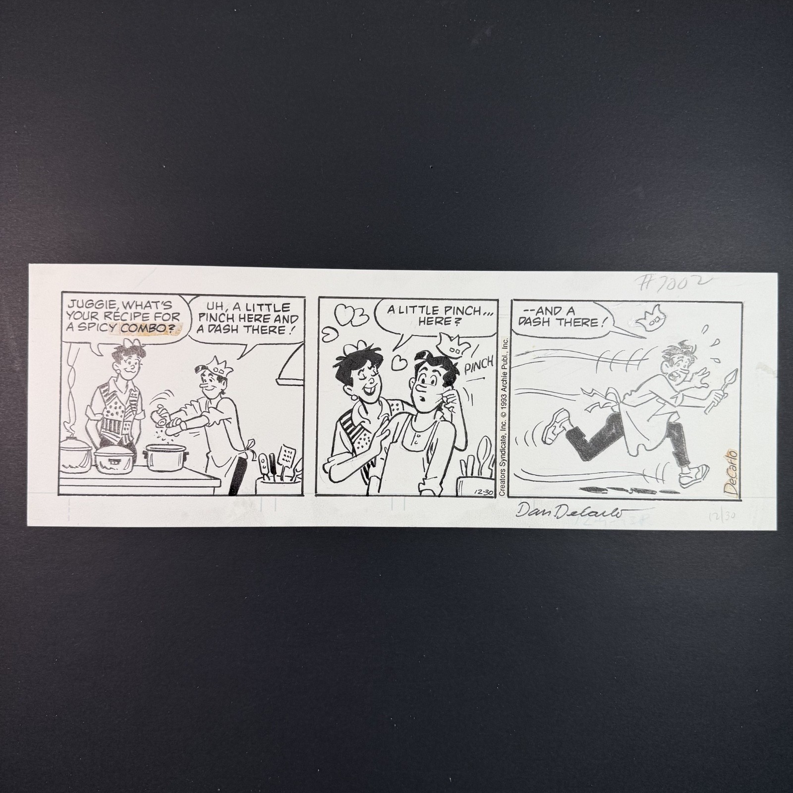 Jughead Archie Original Comic Art Signed Dan DeCarlo Riverdale 1993 Romance