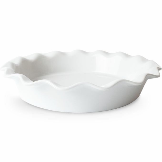 New Pillivuyt Porcelain 10” Ruffled Pie Plate White France 1.75” Deep 1qt