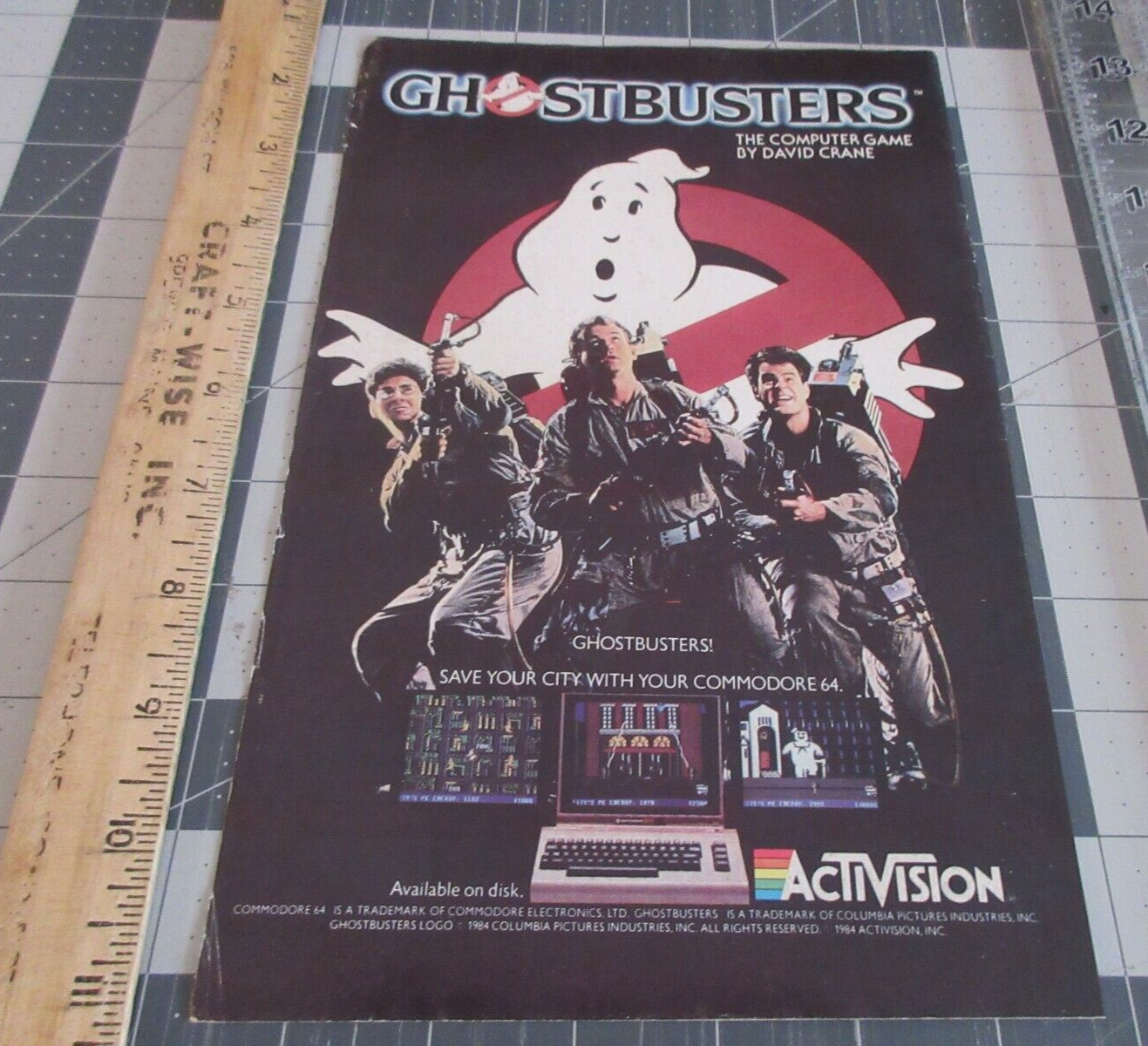 1984 Ghostbusters Activision Computer Game Commodore 64, David Crane Print Ad