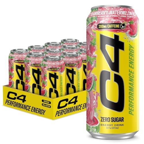 C4 Performance Energy Drink, Zero Sugar,Strawberry Watermelon Ice, 12pk