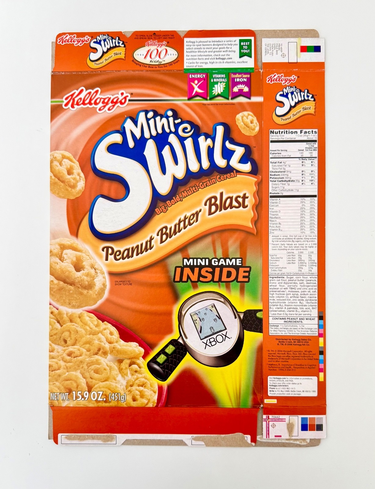 2006 Kellogg's Mini-Swirlz Cereal Box MICROSOFT XBOX GAME PREMIUM TOY