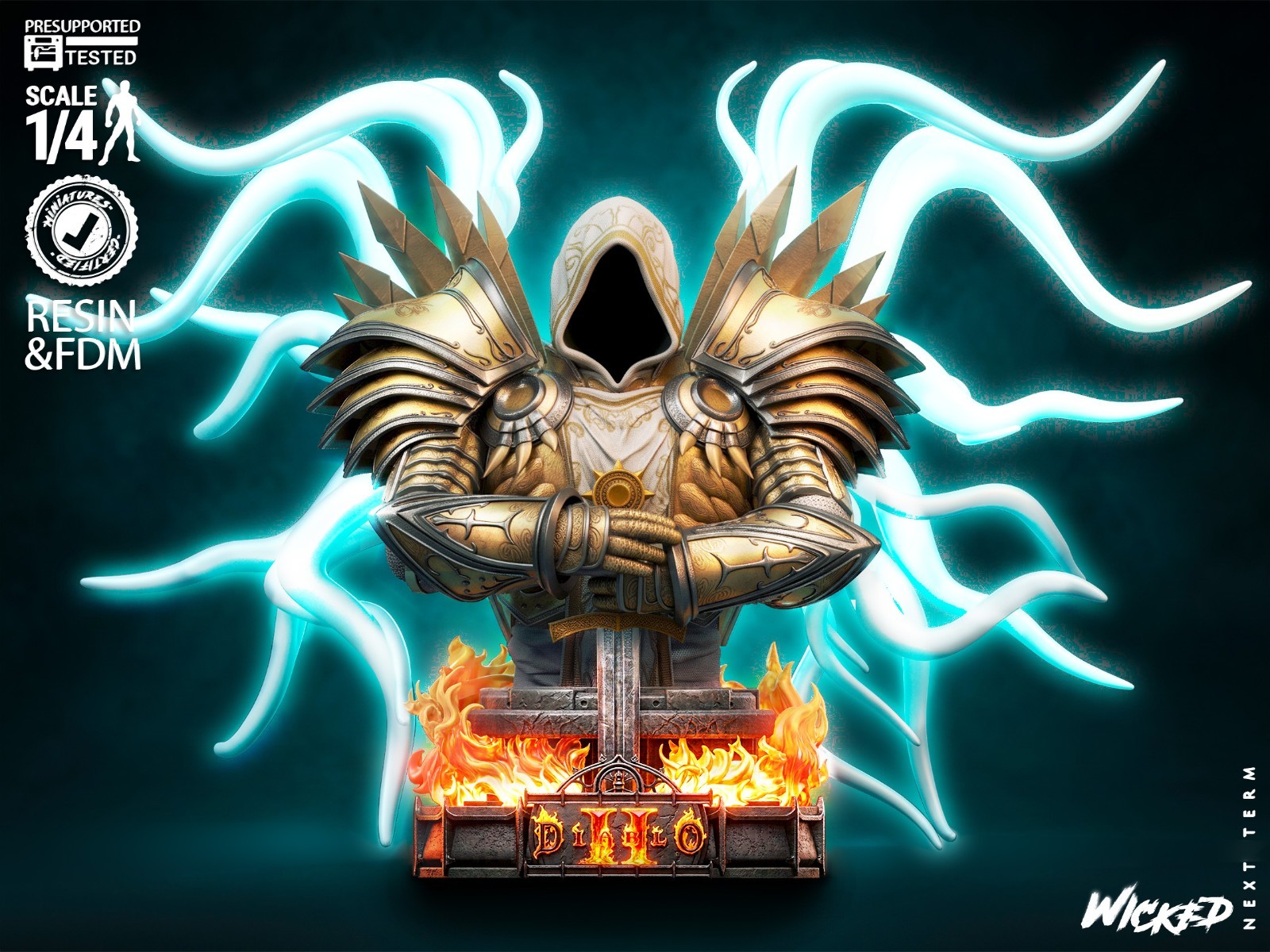 1:6 Tyrael Diablo Fan Art UNPAINTED Resin Portrait Bust Garage Kit