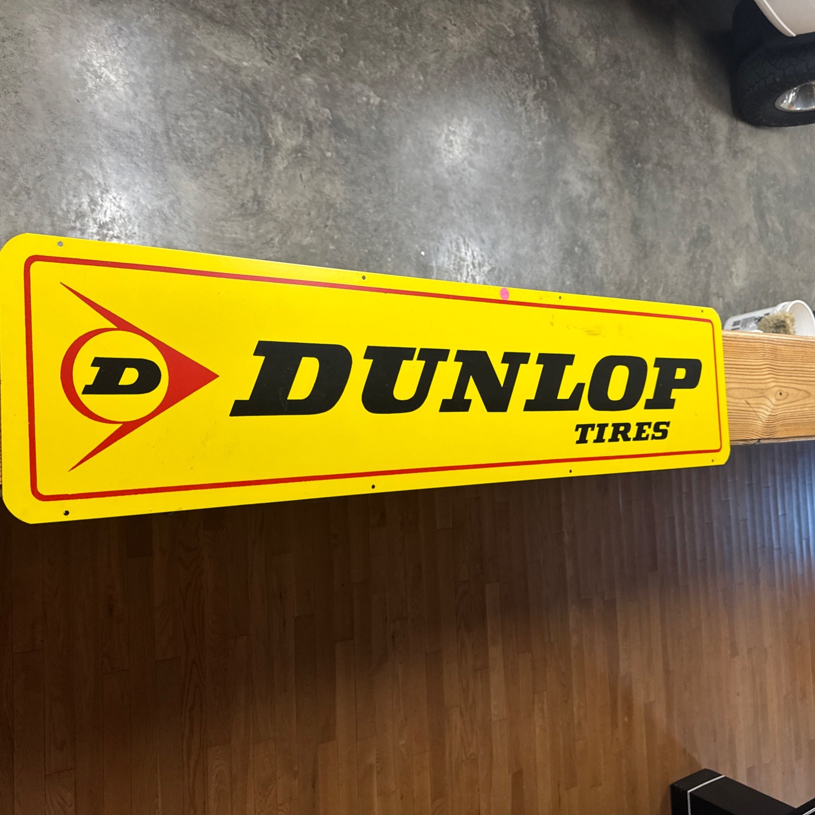 Dunlop Tire Double Sided  metal Sign. Original, vintage, guaranteed old stock. 