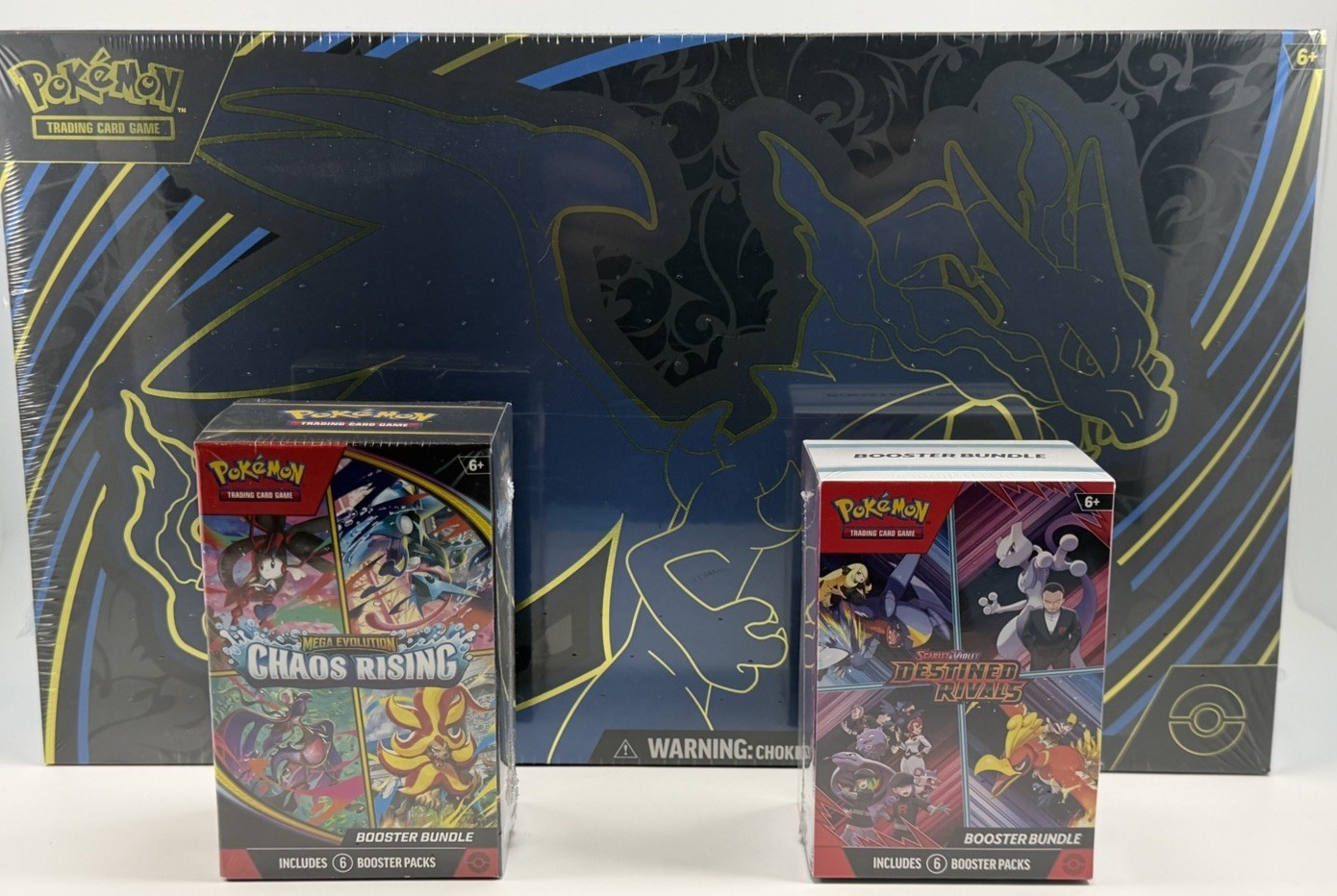 3 Box Lot 2025 Pokemon Mega Charizard X ex Ultra-Premium + 2 Booster Bundles