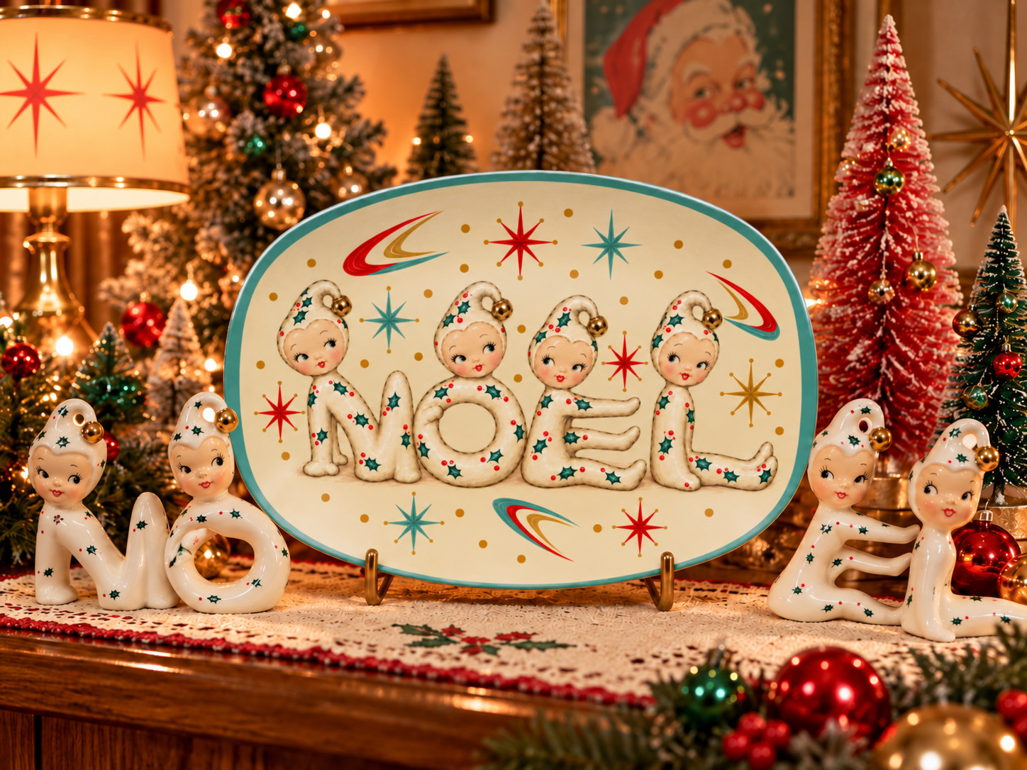 NOEL platter Holt Howard Vintage Inspired 1950s Christmas Plate Pixieware 50s 60