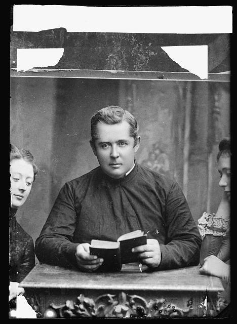 Photo:Rev. J.J. Murphy Portrait with Book Victorian Era