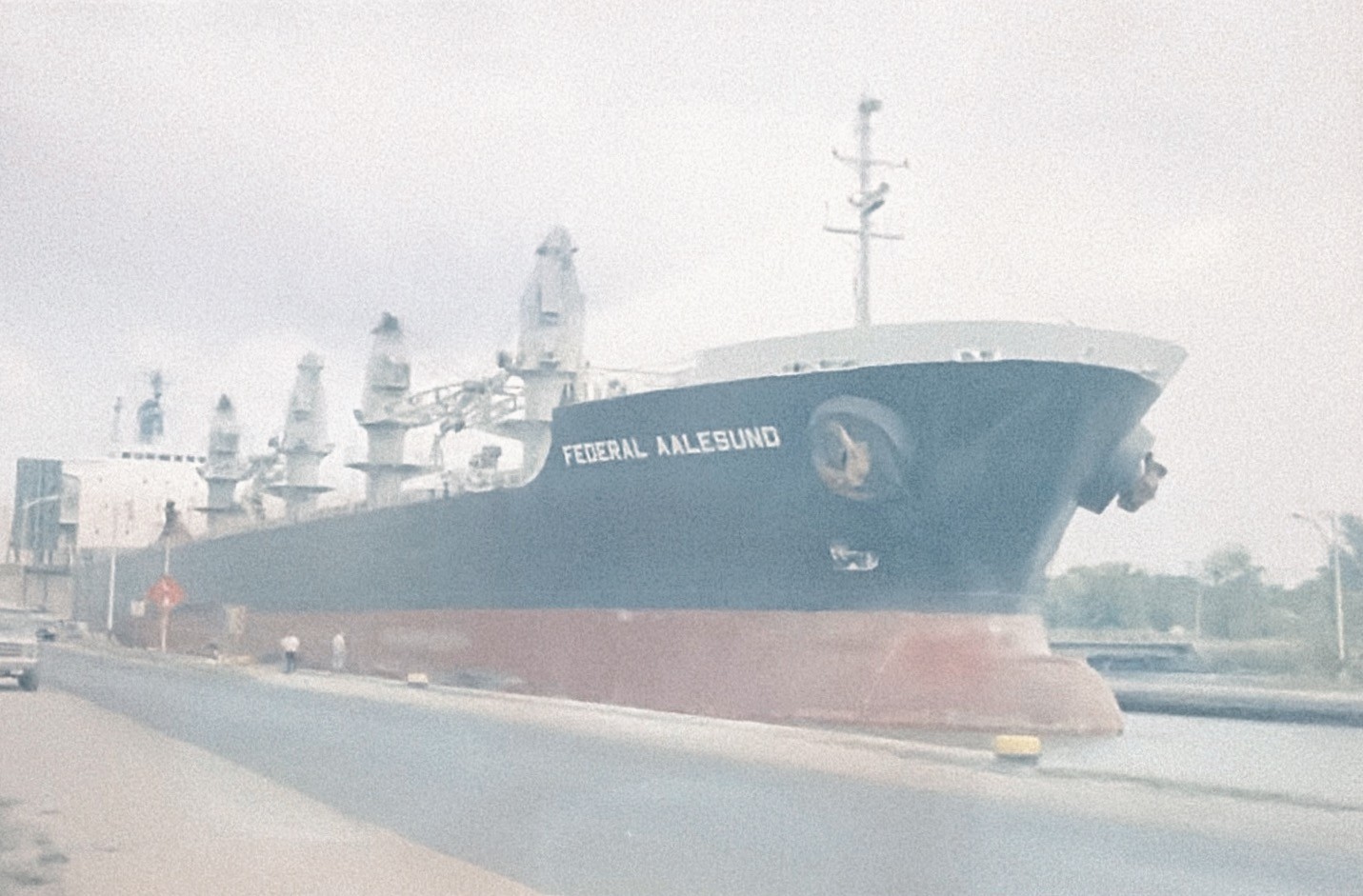 1980s Federal Aalesund Cargo Ship Freighter Docked Port Vintage 35mm Negative