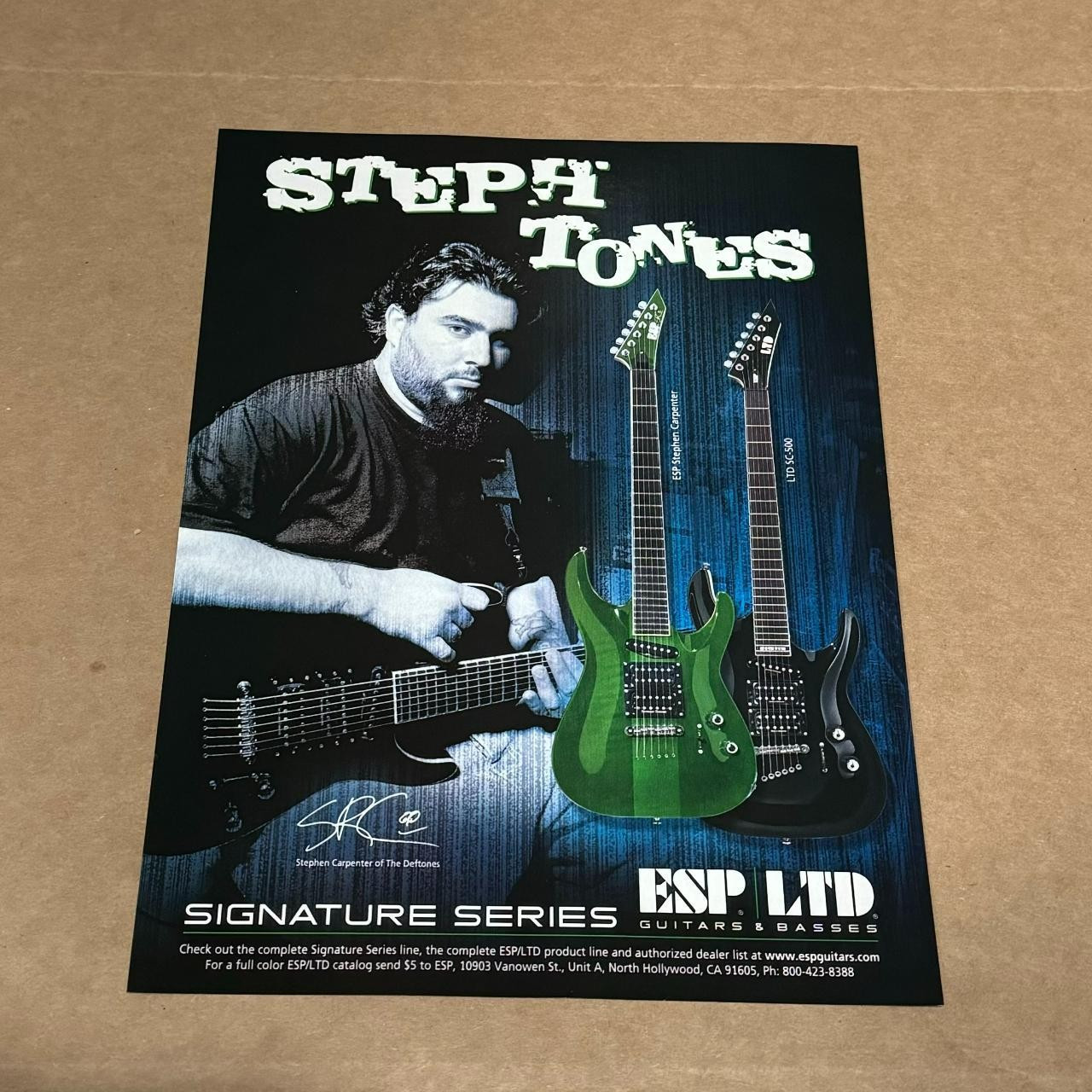 ESP GUITARS - STEPHEN CARPENTER of the Deftones   - 2001 Print Ad