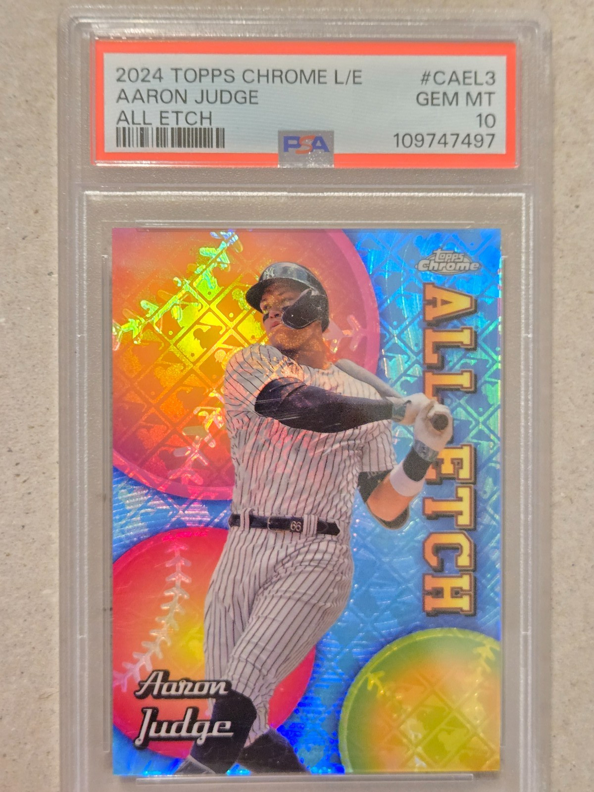 2024 TOPPS CHROME AARON JUDGE ALL ETCH INSERT REFRACTOR PSA 10 GEM MINT