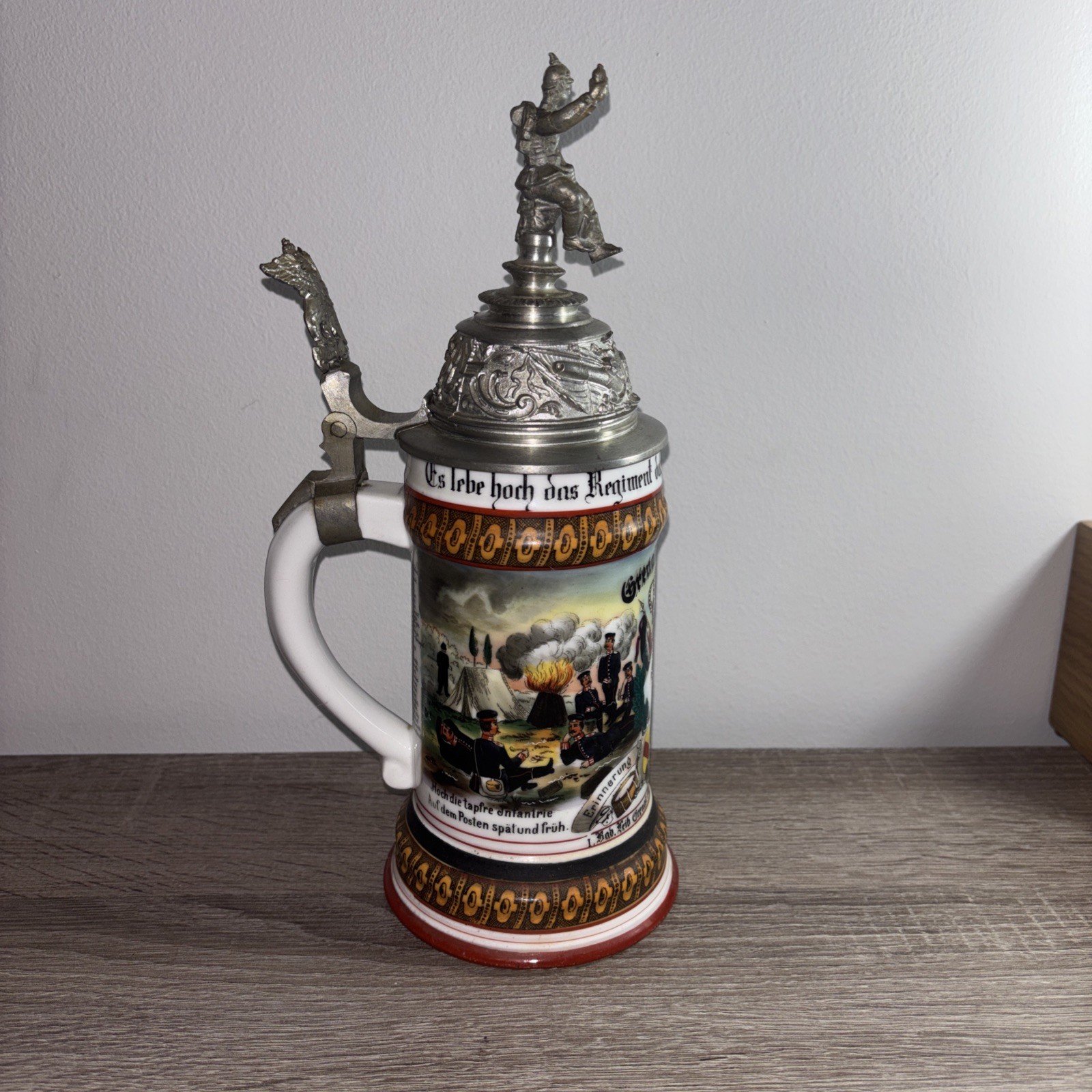 Antique German Regimental Stein Vintage Rare
