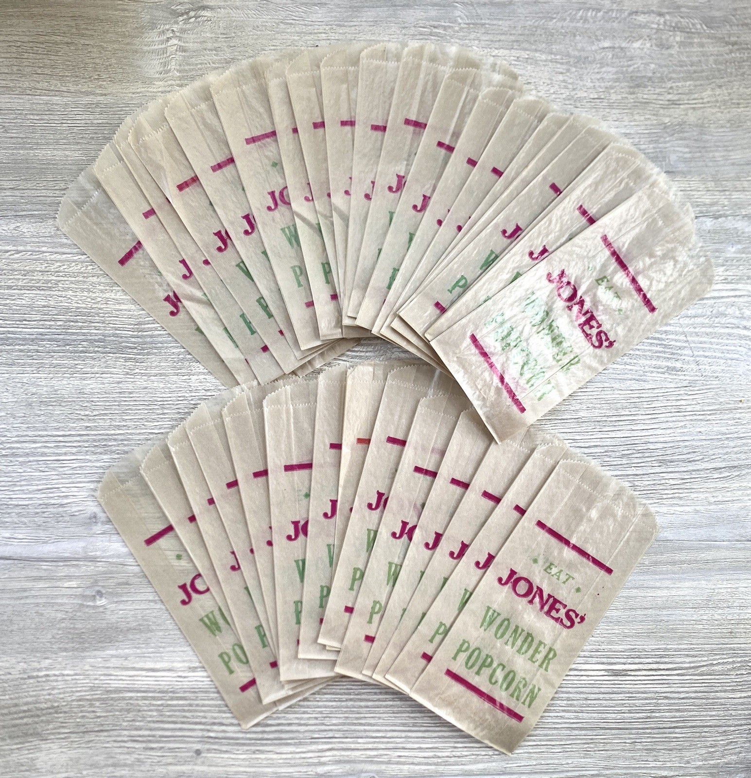 Vintage Jones Wonder Popcorn Bags Set of 34 Wax Paper Sleeves Cape Girardeau MO