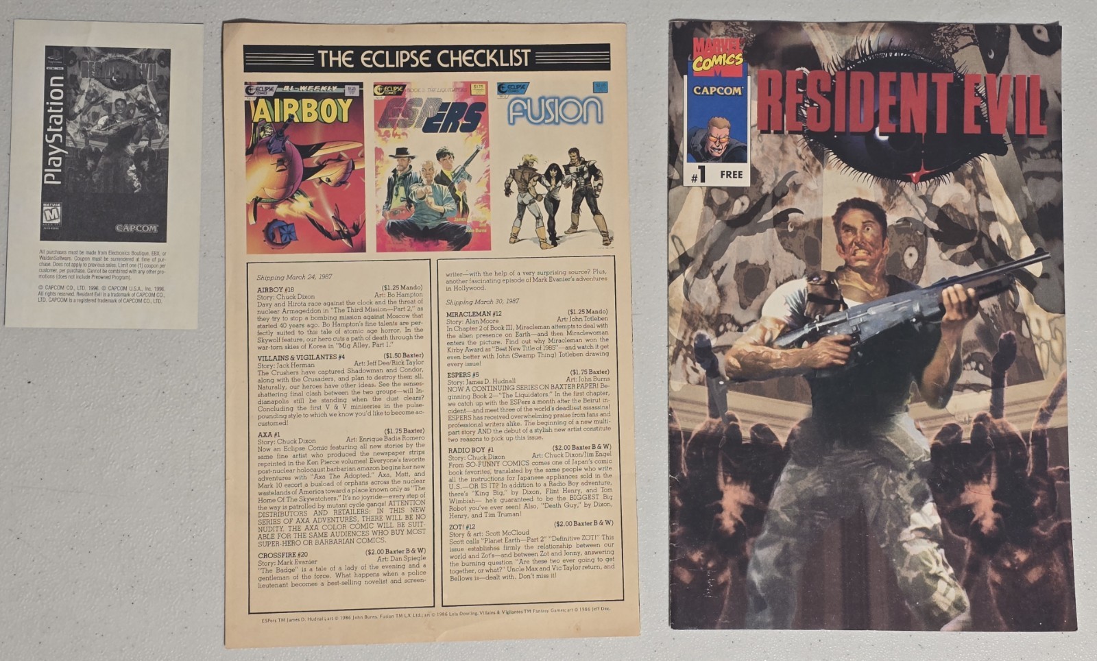 Resident Evil Comic Book #1 Marvel 1996 Capcom Biohazard W/ Eclipse Checklist
