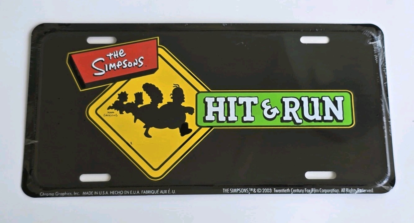 2003 SEALED The Simpsons Hit & Run Metal License Plate NOS Mint Video Game Promo