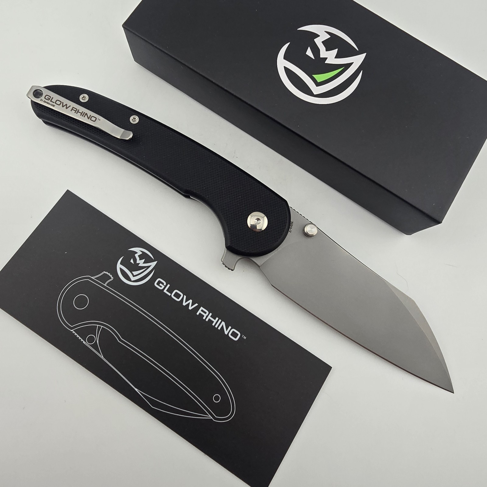 Glow Rhino x Ferrum Forge Lightbringer Folding Knife Nitro V G10 Tritium EDC