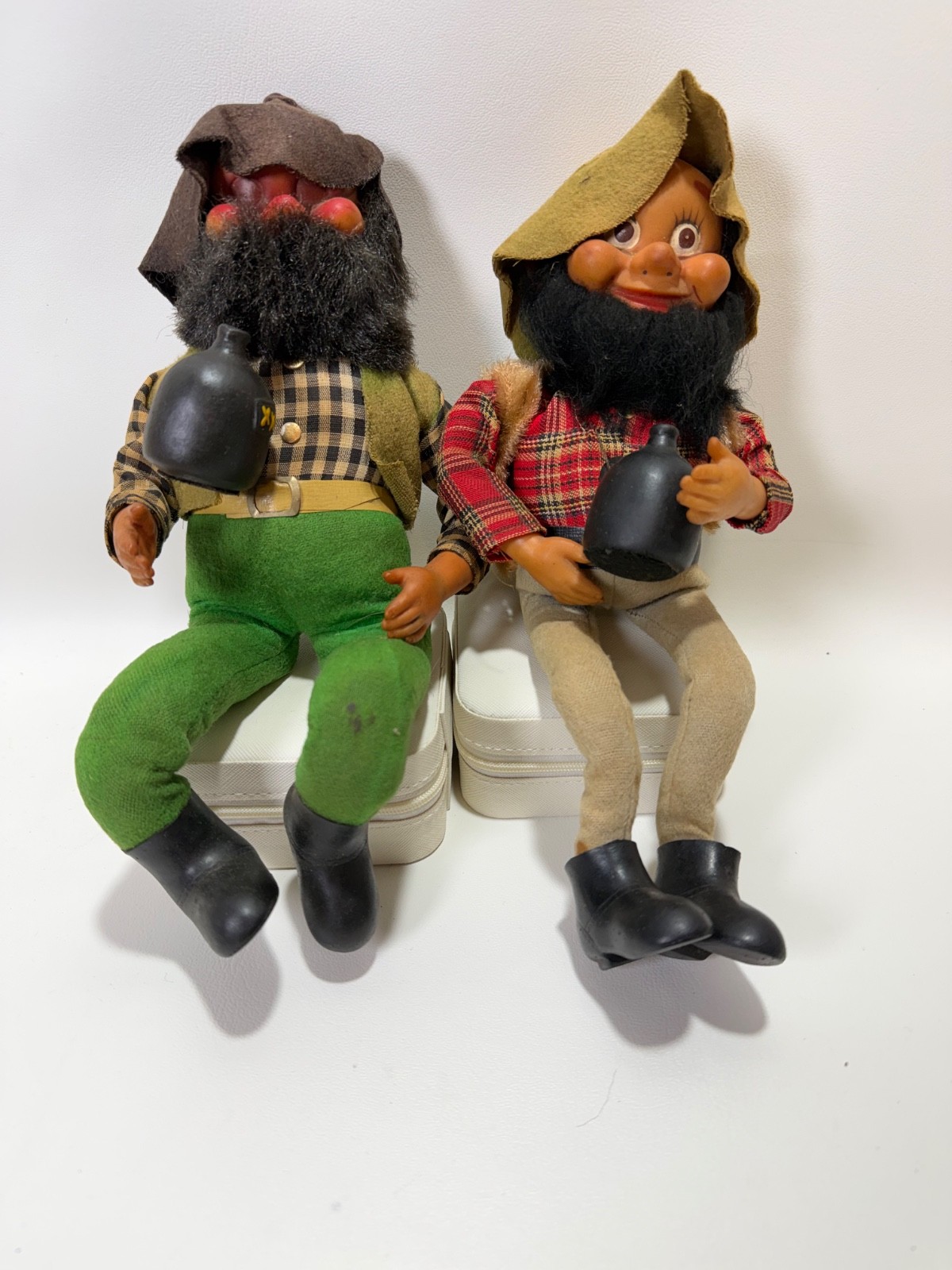 Vintage 1960s Jestia TKR Japan Hillbilly Moonshiner Dolls Pair Shepherd of Hills
