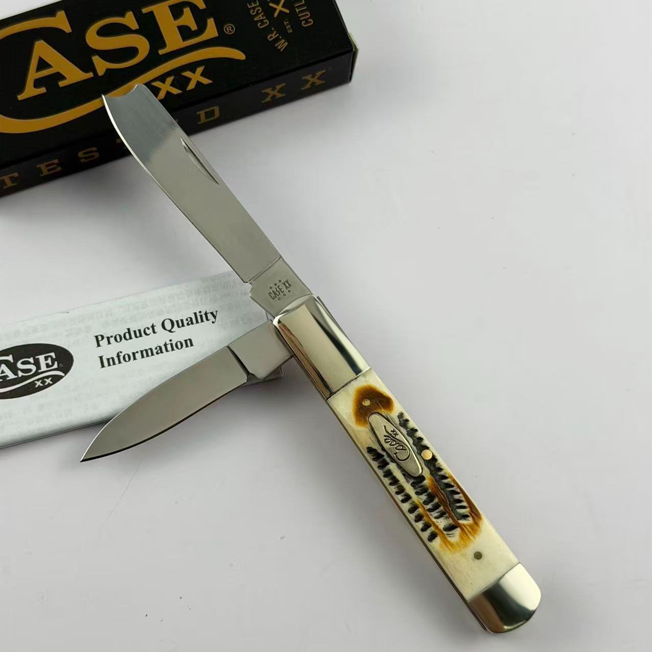 Case xx Jigged 6.5 BoneStag Razor Stainless Steel Pocket Folding Knife--65338