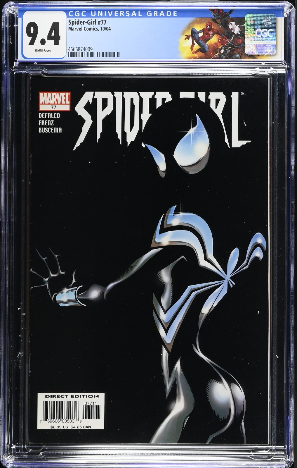 Spider-Girl #77 (2005) Negative Space Low Print Run HTF Custom Label CGC 9.4
