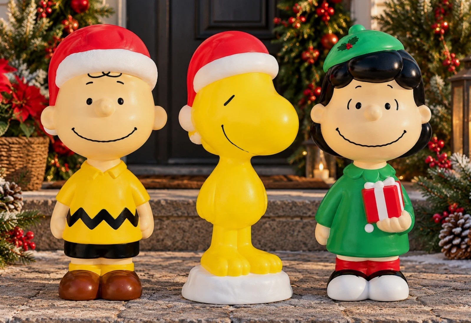 3pc set set blow Mold Peanuts Christmas Yard Decor Charlie Brown Snoopy Lucy 22”