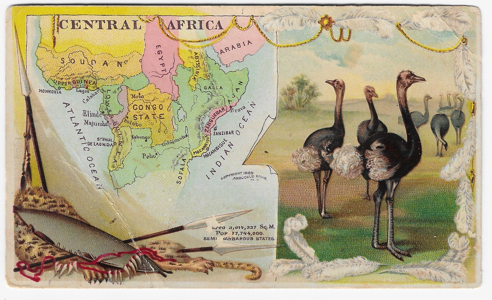 1889 Arbuckle's Bros. Coffee Advertising Trade Card No 63 Central Africa