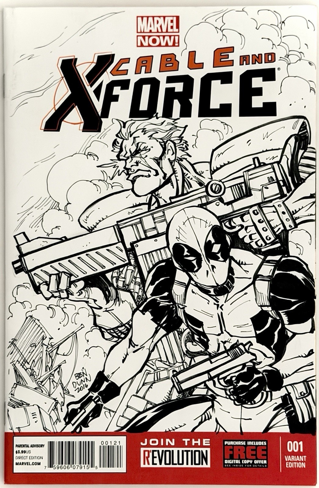 Cable & X-Force Deadpool - Blank Sketch Variant w/Original Art by Ben Dunn + COA