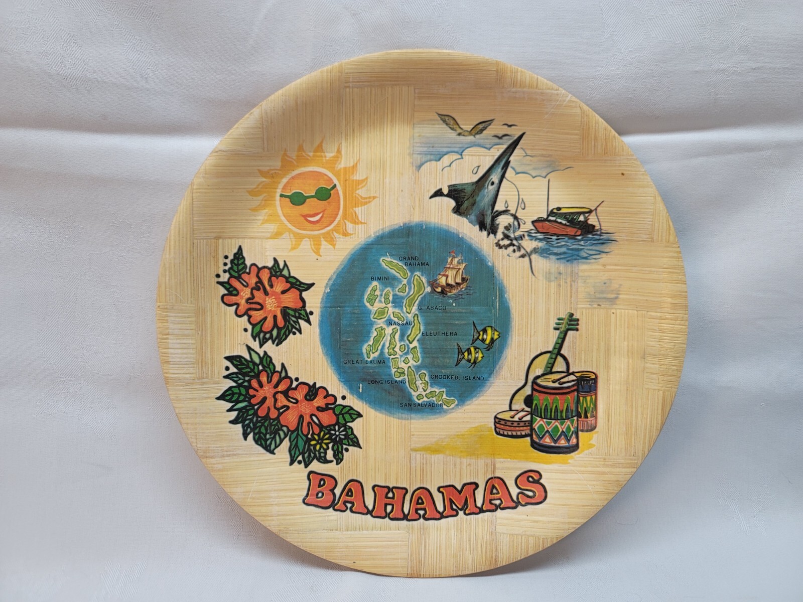Vintage Bamboo Souvenir Serving tray - Bahamas
