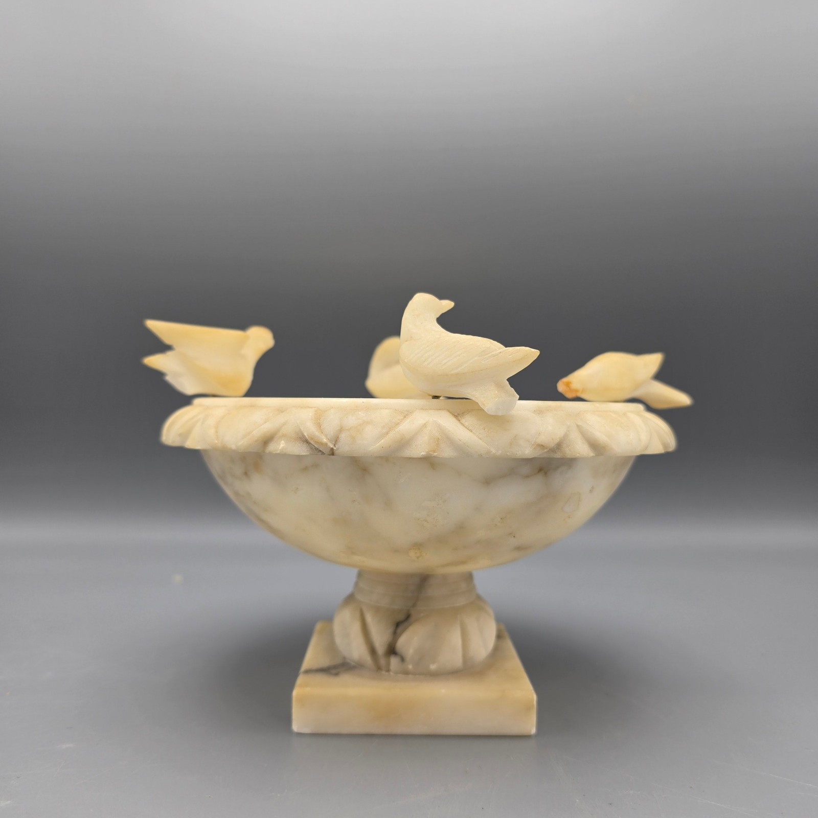 Grand Tour Alabaster Birdbath with Doves