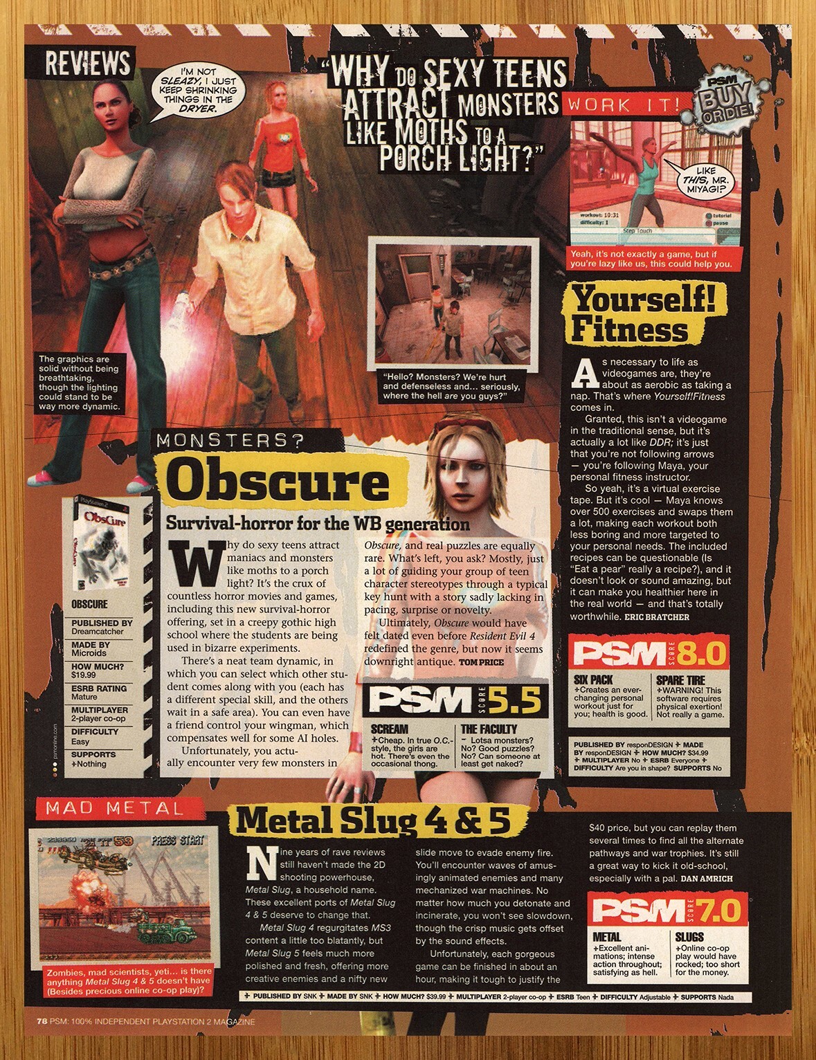 2005 Obscure/Yourself Fitness/Metal Slug 4 & 5 PS2 Print Ad/Poster Game Art