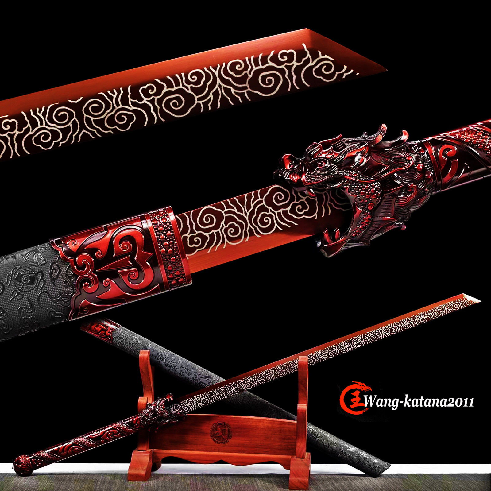 44''Red Dragon Sharp Chinese Tang Dao Sword Functional Kungfu Practice 1095Steel