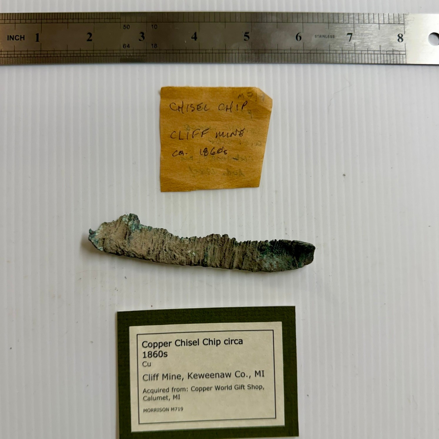 Antique 1860s Native Copper Chisel Chip Cliff Mine Keweenaw UP Michigan Relic