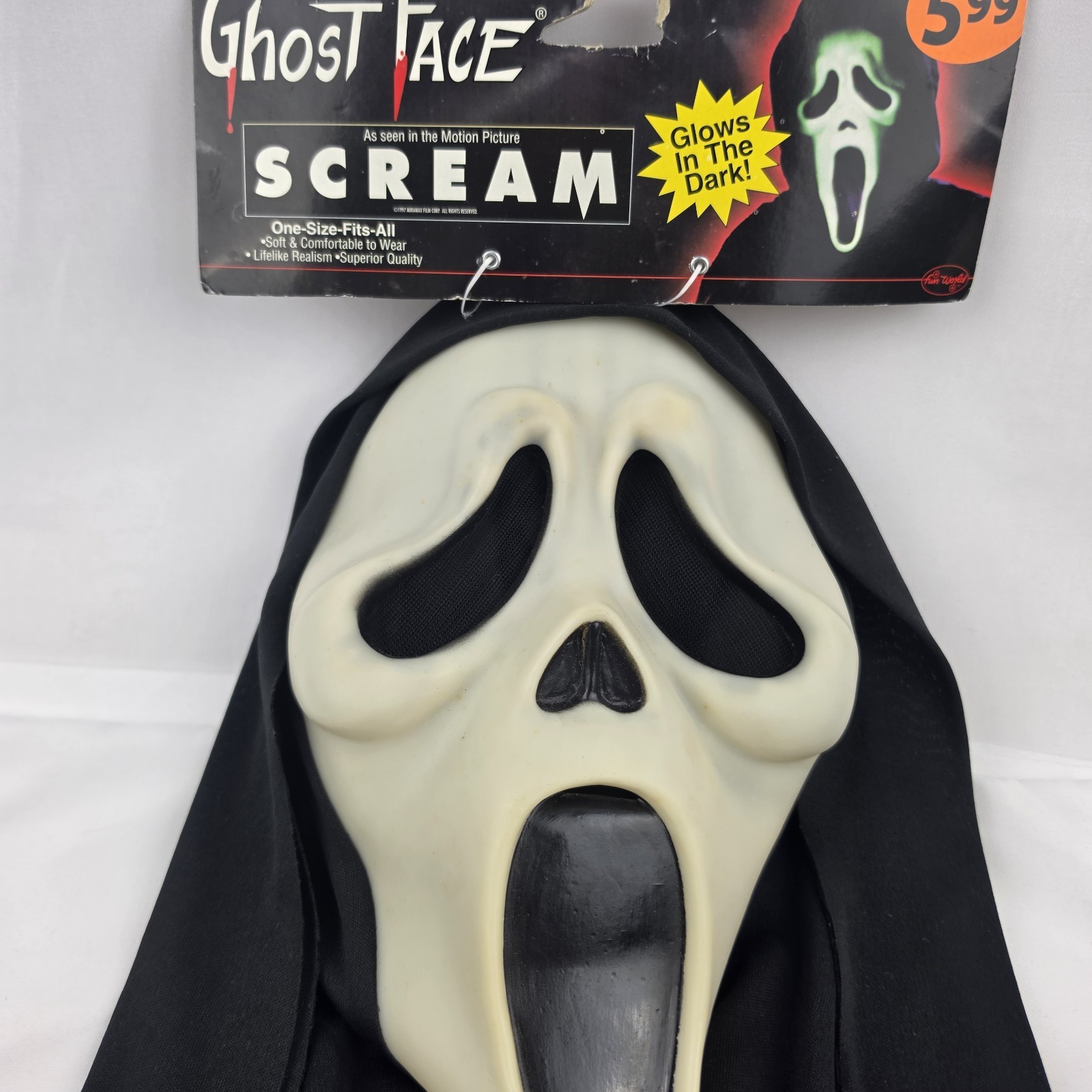 NWT NOS Vintage 1997 Easter Unlimited Fun World DIV Ghost Face Scream Mask S9206