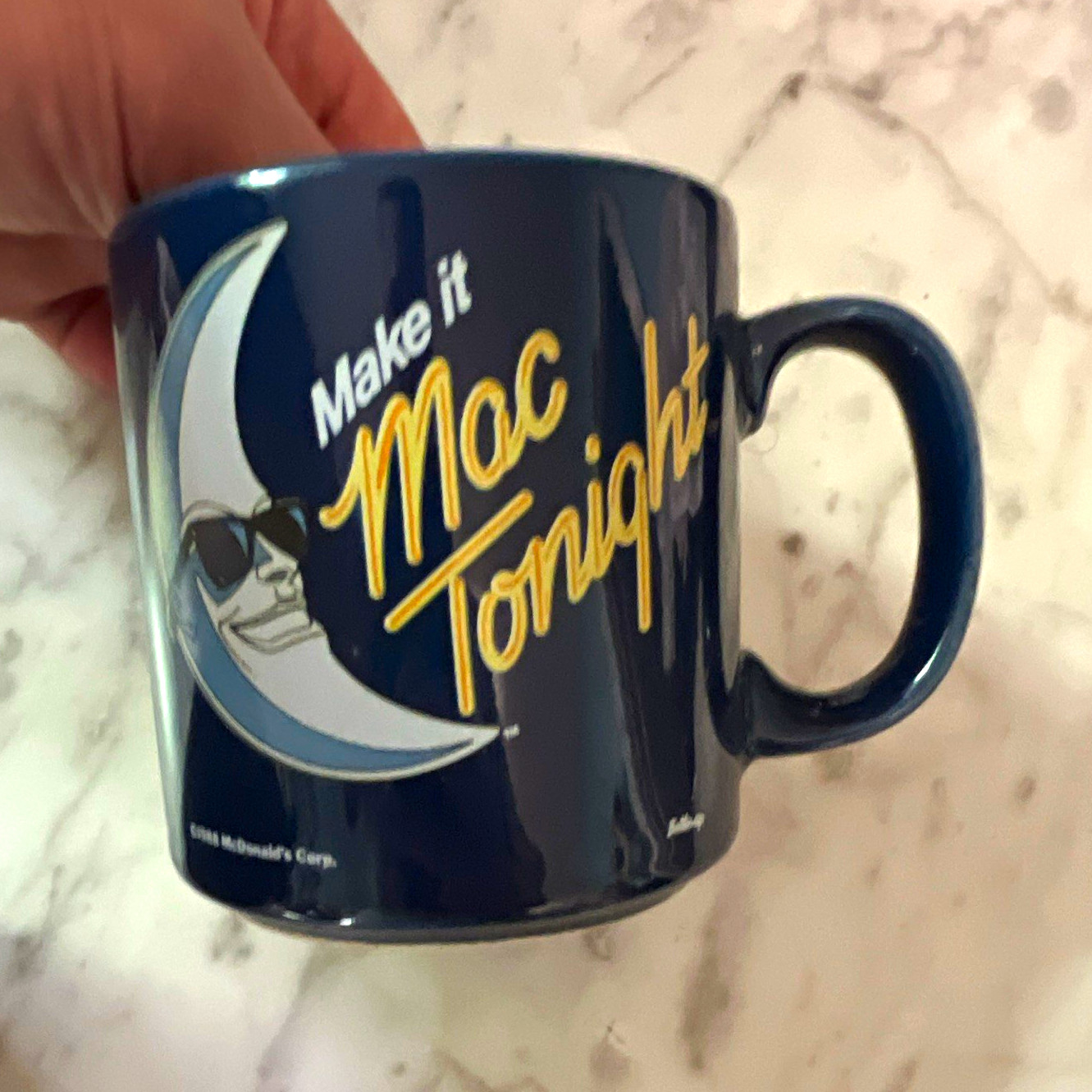 McDonald's Mac Tonight Blue Advertising Mug  1988 Collectible