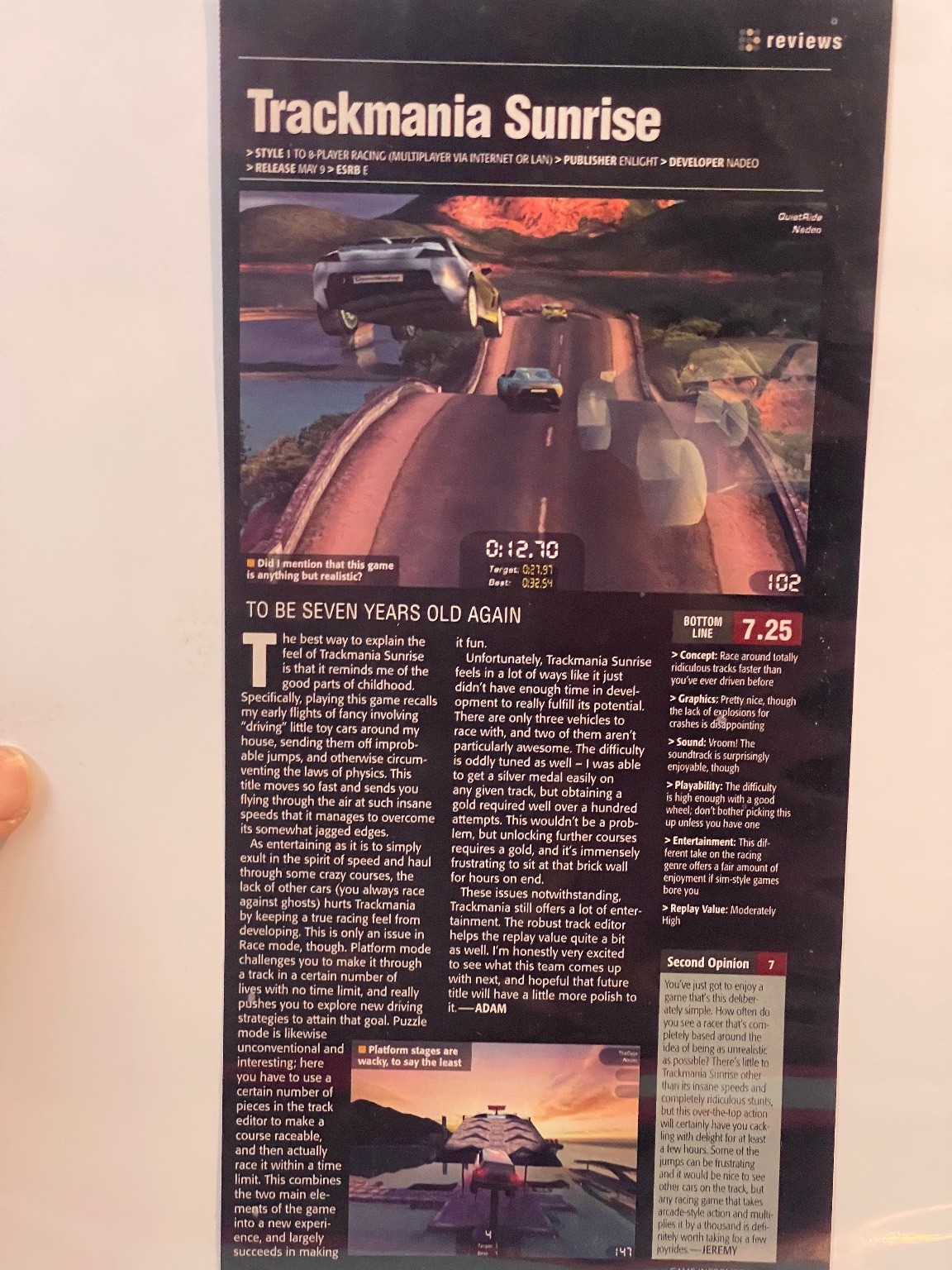 Trackmania Sunrise Game Informer Magazine Review Page 2012 Video Game Ephemera