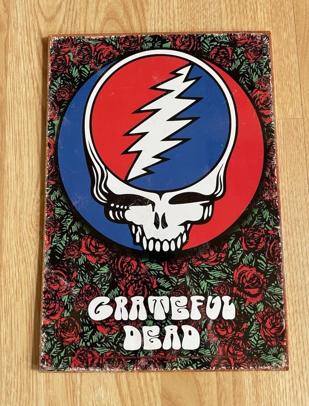 RARE  Grateful Dead Steal Your Face with Roses 8x12 Metal Wall Sign