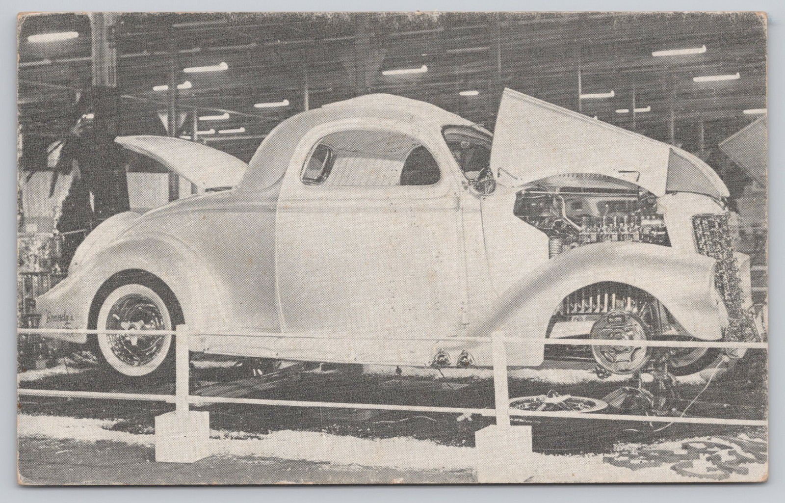 1936 Ford Coupe Custom Show Car 1959 Corvette Engine Photo Card