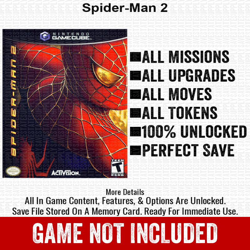 Spider-Man 2 100% Nintendo GameCube Memory Card Save CHEATS