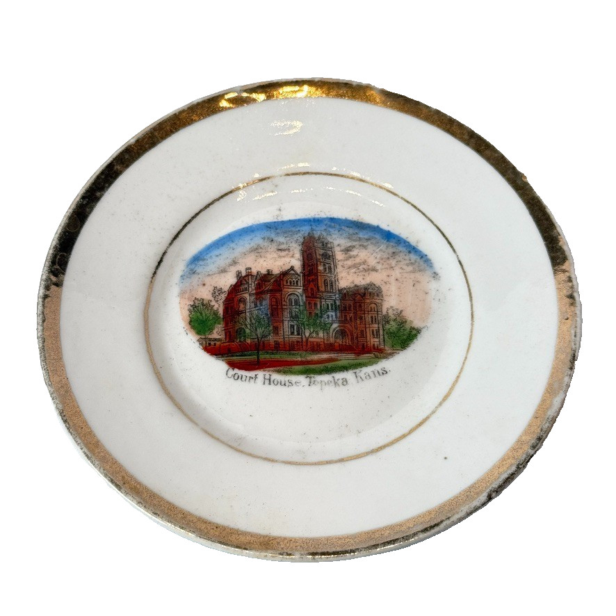 Topeka KS KANSAS Court House Antique Souvenir RARE China Dish Plate