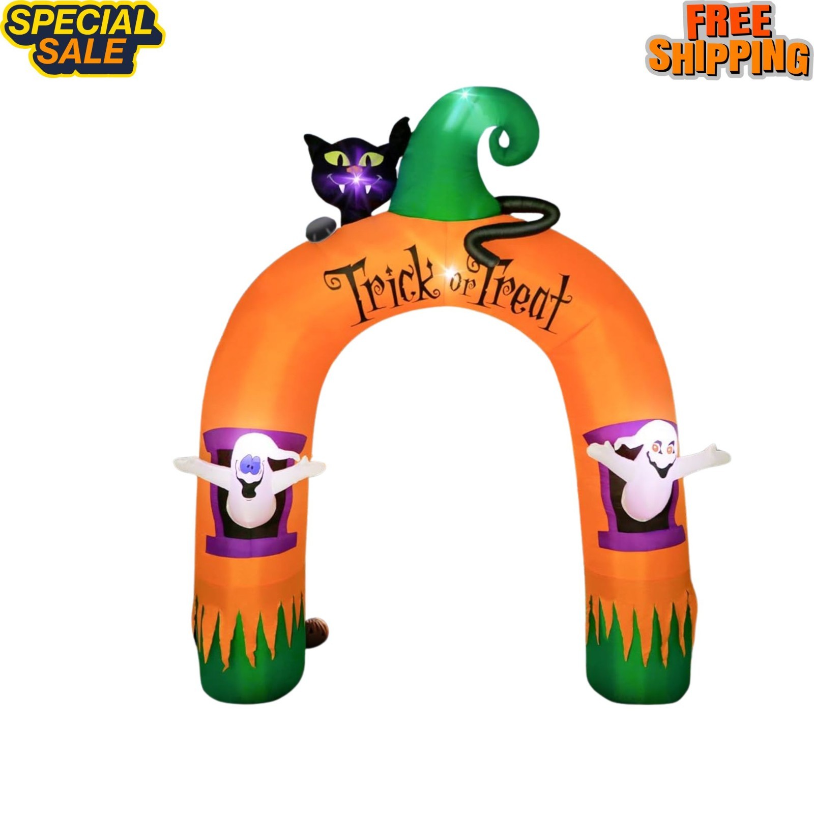 NEW 10FT Halloween Inflatable Archway Lighted Ghost Black Cat Yard Decor