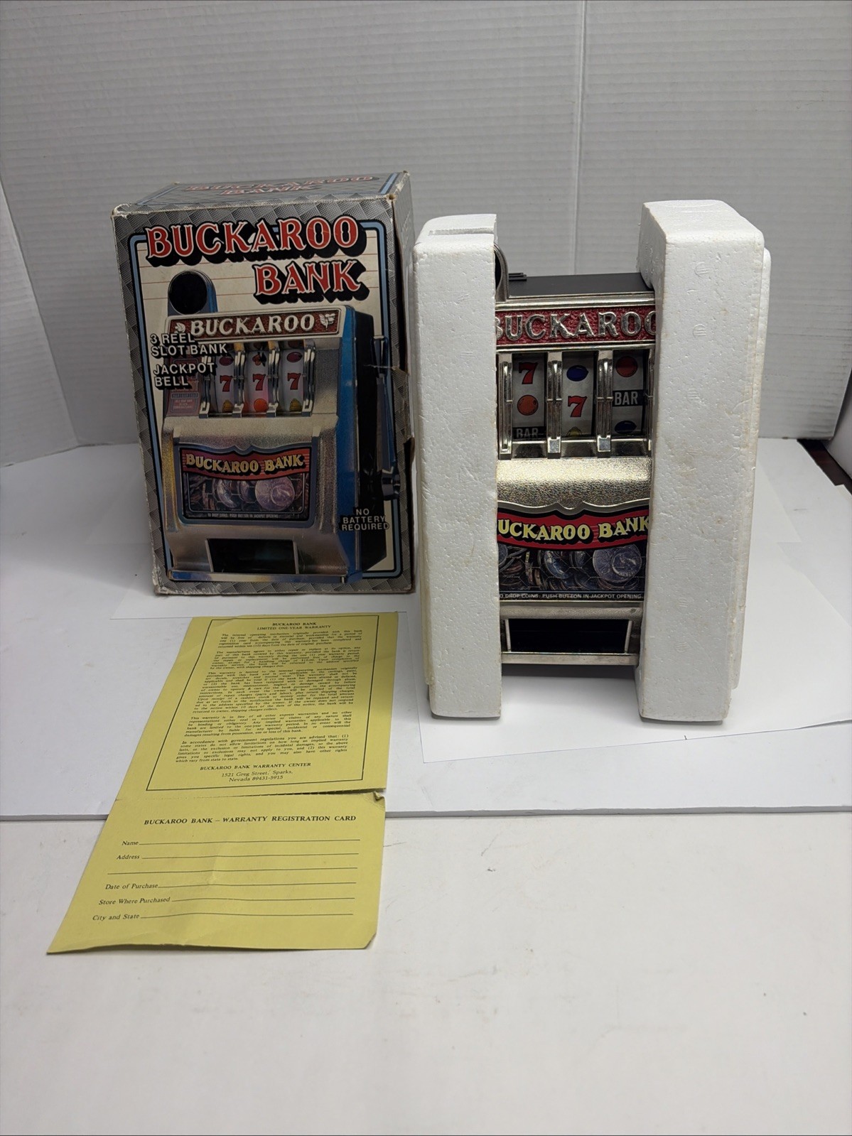 Vintage Buckaroo Slot Machine Bank - Venture Dep Store 0166 401- NIB Mint HK