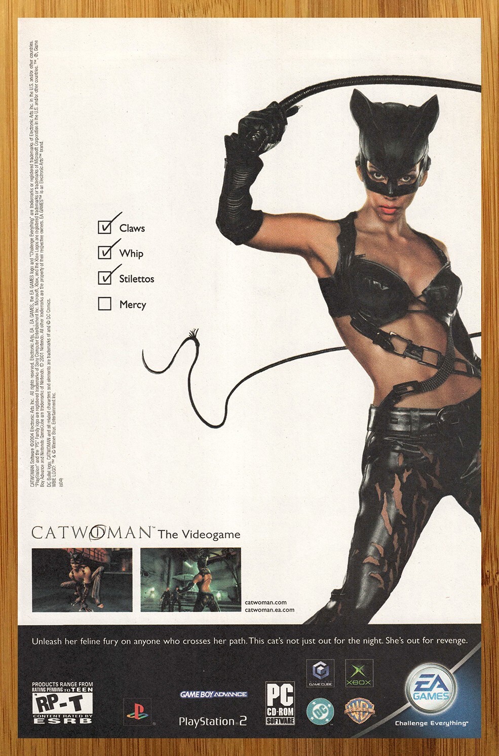 2004 Catwoman PS2 Xbox Gamecube PC Game Print Ad/Poster DC Comics Halle Berry