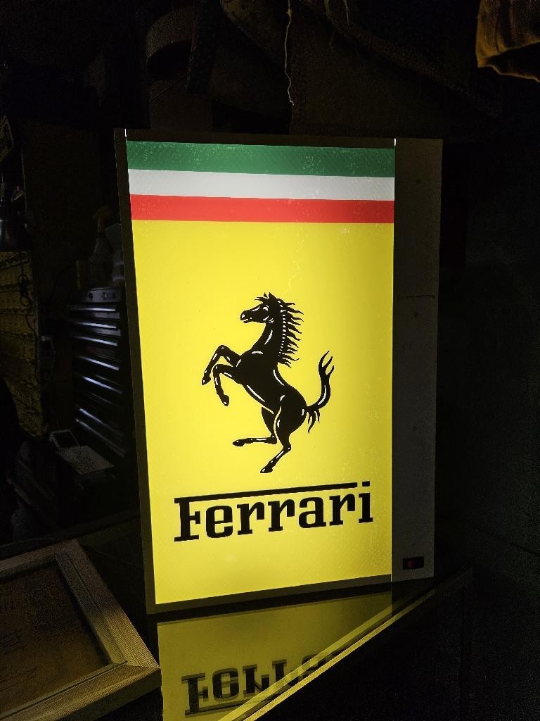 RARE Ferrari Dealership Sign Lighted Car Illuminated Box F1 Automobilia Garage