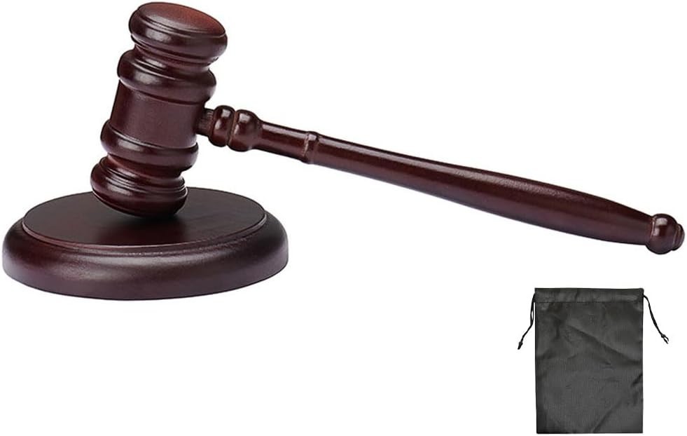 Black Gavel and Block, Handcrafted Wooden Set for Judge, Lawyer, Student, Auc.